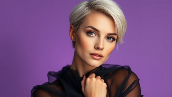 Elegant portrait of a woman with blonde hair and golden makeup for New Jersey arts reviews.