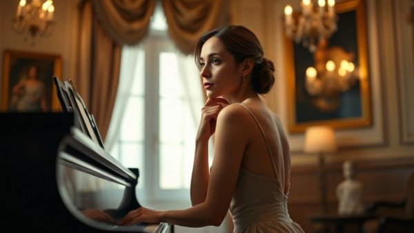Diana Krall concert New Jersey promotion: woman at grand piano.