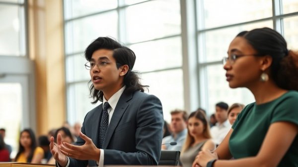 Young people practicing effective communication for kids in a classroom debate.