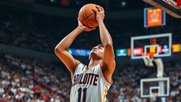 NBA rookie attempts 3-pointer for record in dynamic game setting.