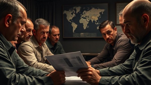 Strategic meeting discussing Trump military action Iran in command center.