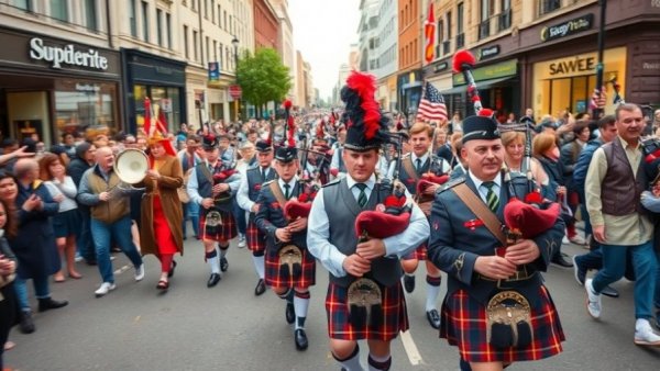 New Jersey parade with marching band and crowd interaction.