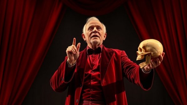 Actor in New Jersey theater passionately performing on stage.