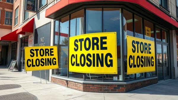 Storefront with signs indicating store closure in New York.