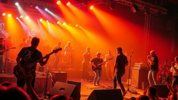 Jackson Pines Open Up the Door: Band performing live with vibrant lights.