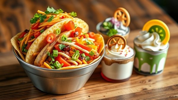 Taco Bell 2026 menu innovations featuring a taco bowl and desserts.