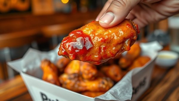 Close-up of saucy chicken wings in a box, New Jersey restaurant openings.