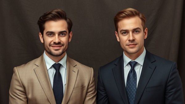 Professional portraits of two suited men, formal setting.
