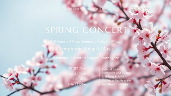 New Jersey events: Spring concert flyer with cherry blossoms.