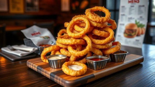 Crispy onion rings and fried snacks at Yard House Paramus.