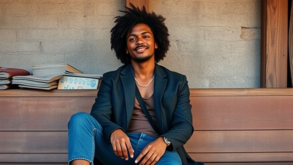 Joy Clark live performance connection, stylish individual sitting warmly.