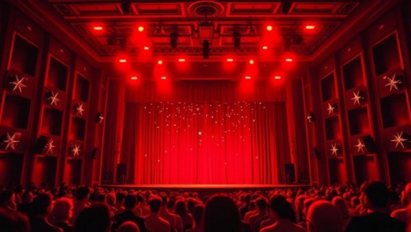 Elegant theater stage with audience at NJ arts event.