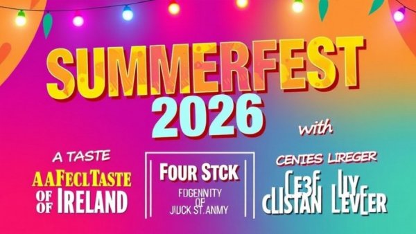 Colorful SUMMERFEST 2026 lineup poster featuring performances.