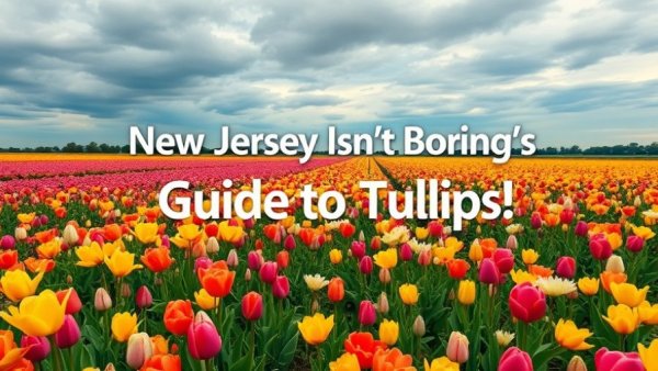 New Jersey tulip festivals vibrant field with text overlay.