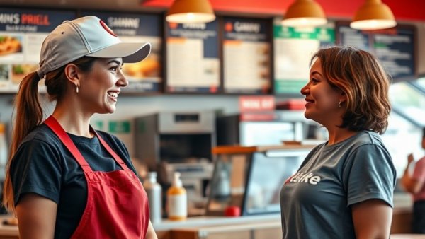 Friendly interaction at Jersey Mike's Day of Giving.