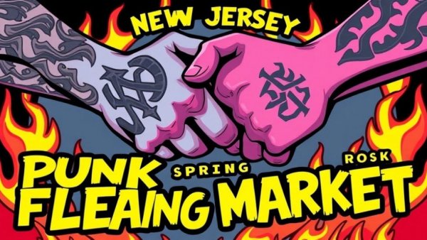 New Jersey Punk Rock Flea Market Spring Fling poster with flames