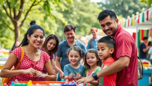 New Jersey family festivals: engaging booths and activities in a park.