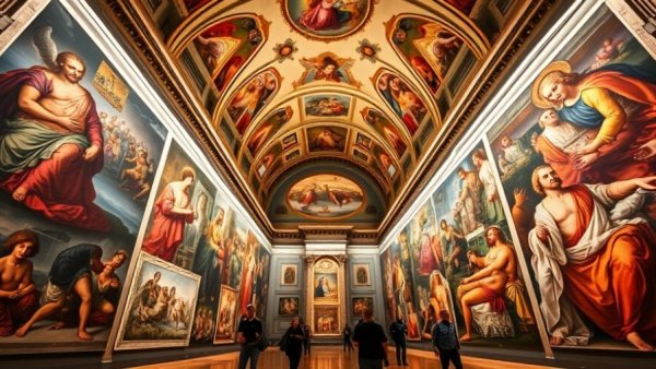 Sistine Chapel Exhibit in New Jersey with vibrant art display.