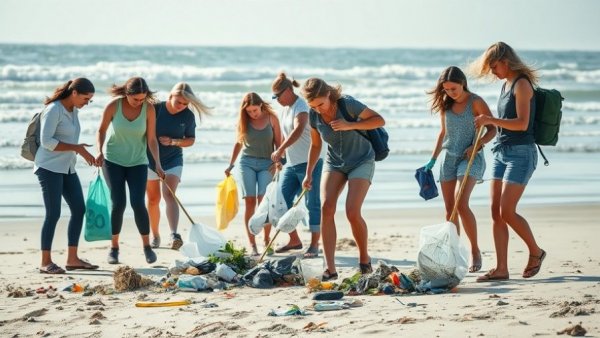 Volunteers cleaning up a beach during New Jersey Beach Sweeps 2026.