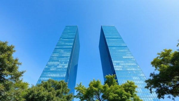 Bayonne hotel and residential towers development against blue sky.