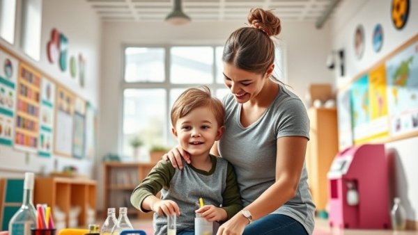 New Jersey events: woman and child in educational setting, interactive play.