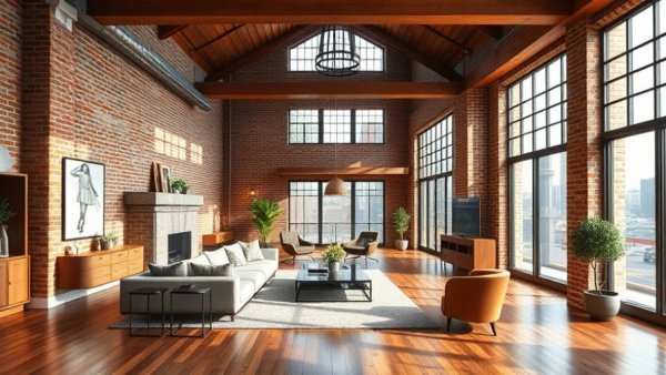 Luxurious Newark loft with spacious design and brick walls.