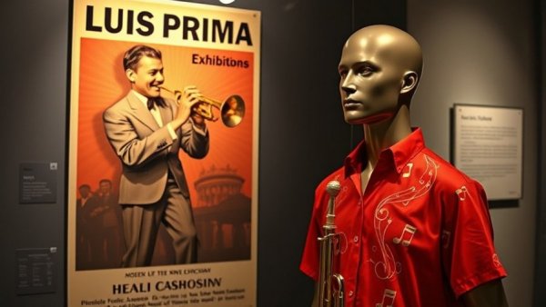 Louis Prima exhibition display in Jersey City featuring mannequin.