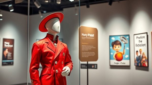 Louis Prima exhibition in Jersey City showcasing red costume and vintage poster.