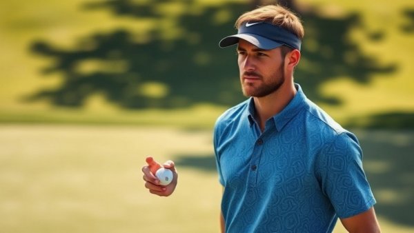 Rory McIlroy focused during Masters, holding golf ball.