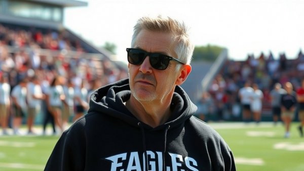 Man in Eagles hoodie contemplating NFL draft trades outdoors.
