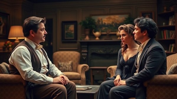 New Jersey arts reviews theater scene with actors in cozy living room.