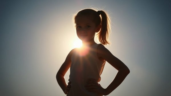 Dynamic silhouette of Matilda character with glowing backdrop in a New Jersey theater.