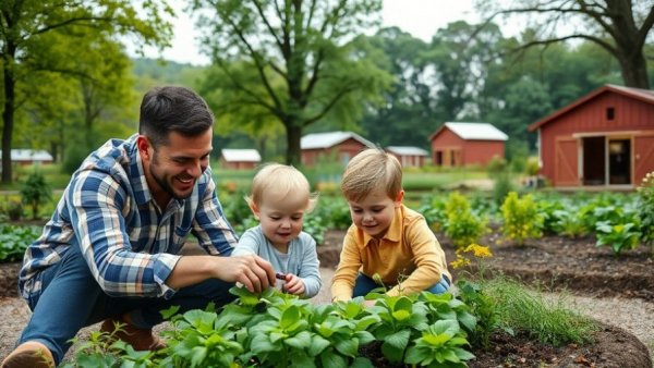 Family enjoying gardening event at New Jersey park.