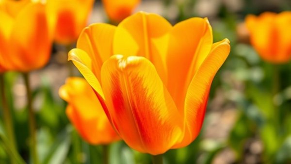 Vibrant tulip flower in New Jersey garden, sunlit and blooming.