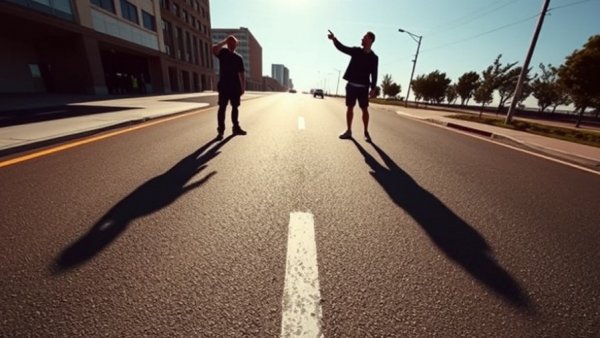 Shadows on asphalt suggesting sunny New Jersey weather forecast.
