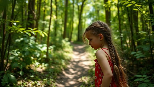 Girl on Fairy Trail in NJ woods, free things to do NJ adventure.