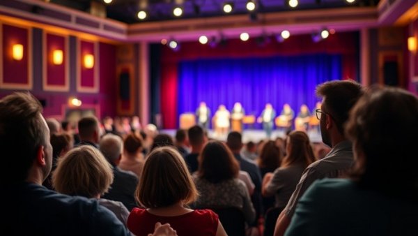 Audience watching a play at a New Jersey theater.