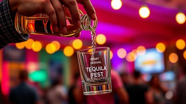 Hand pouring tequila at NYC Tequila & Spirits Fest