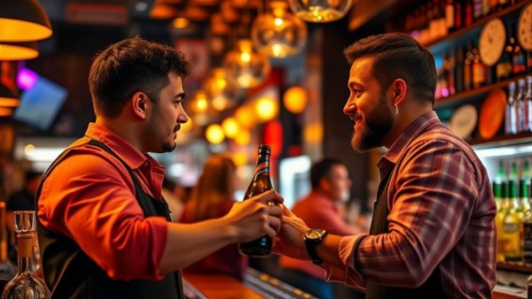 Energetic bartender serving a guest at Jersey City Tequila & Spirits Fest