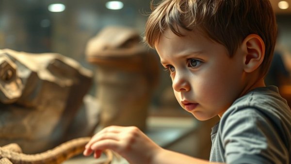 Young boy exploring a reptile exhibit at NJ museums for kids.
