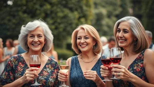 Women enjoying wine outdoors during New Jersey events on Mother's Day weekend