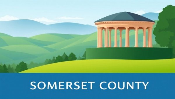 Somerset County logo with pavilion and hills.