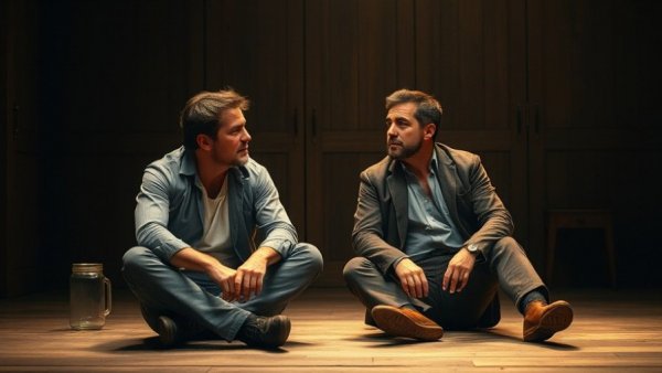 Actors in a New Jersey theater performance in a dramatic scene.