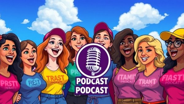 Animated women debating around podcast logo, reflecting on recent court decisions impacting Republican voters in NJ.