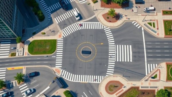 Aerial view of dangerous intersections in Ocean County with street sign.