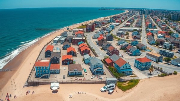 Aerial view of Jersey Shore town's political landscape, coastal scenery.