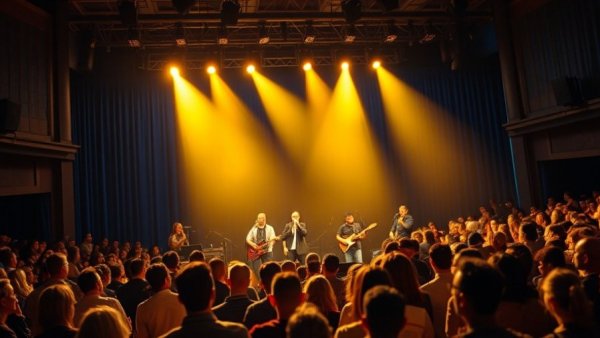 Lively band performance in New Jersey arts news with engaging stage atmosphere.