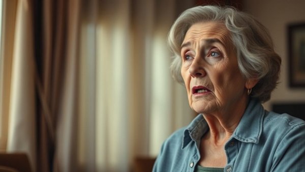 Older woman speaking passionately indoors, films about women over 60.