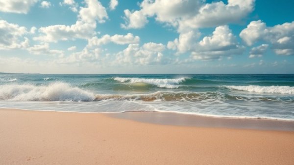 NJ beach with high humidity and scattered clouds.