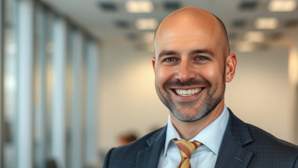 Bald man smiling in a suit, professional portrait.